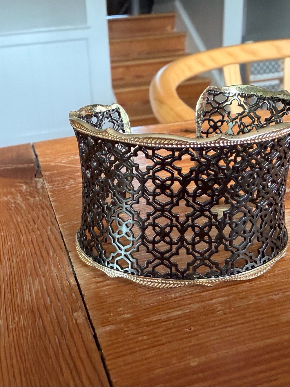 Kendra Scott Gold and Black Filigree Open Cuff Bracelet